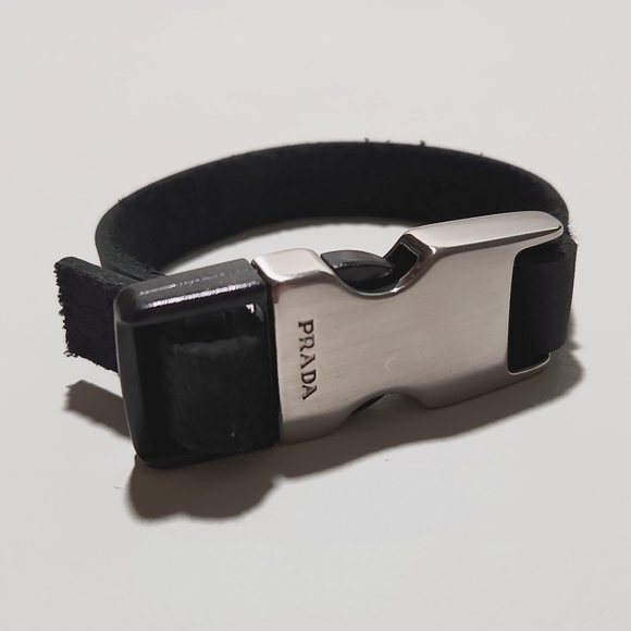 Prada Other - PRADA Leather Signature Buckle Adjustable Bracelet.